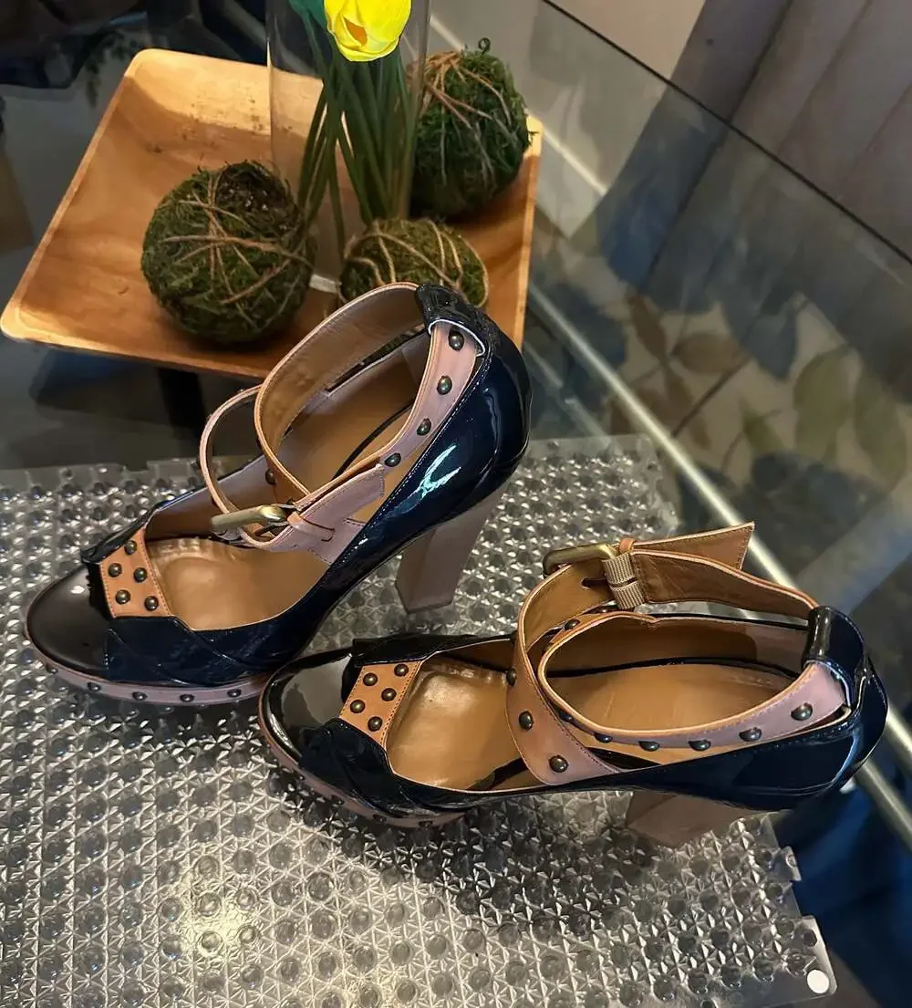 DKNY Yadira Ankle-Strap Slingback Platform Sandals Size 9.5